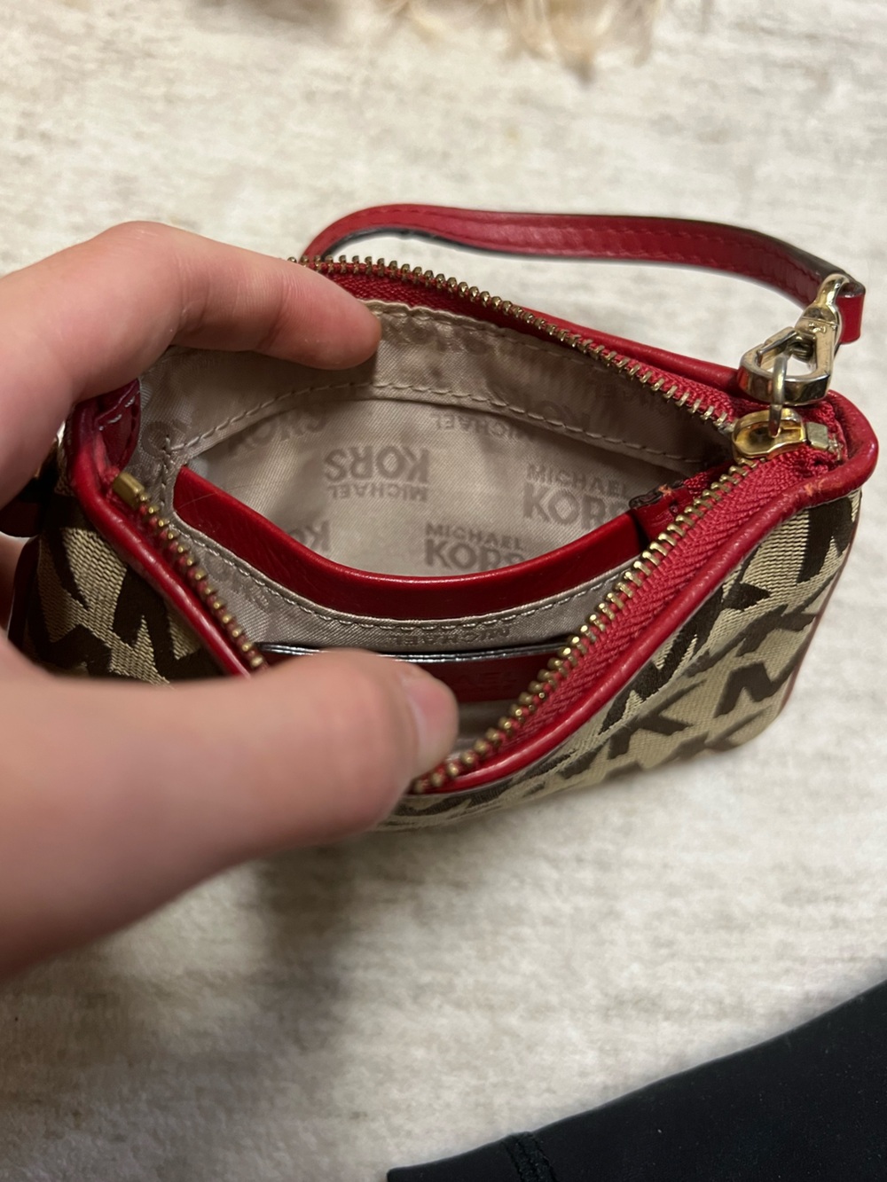 Michael Kors 🤎❤️👛 JetSet Signature Jacquard Wristlet Wallet - Picture 6 of 7
